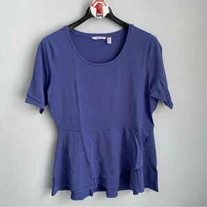 NEW Isaac Mizrahi Live! Blue Peplum Flounce Top Plus Size 1X